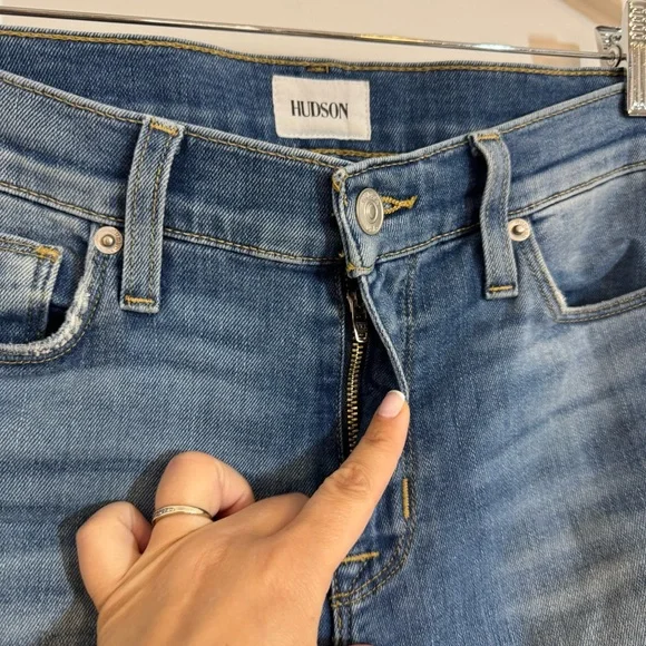 Hudson Natalie Mid Rise Super Skinny Ankle Jeans White Side Stripe Women’s 27 - Picture 8 of 13